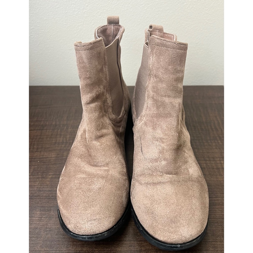 Forever 21 Womens Taupe Faux Suede Chelsea Ankle Boots Elastic Side Gore Booties